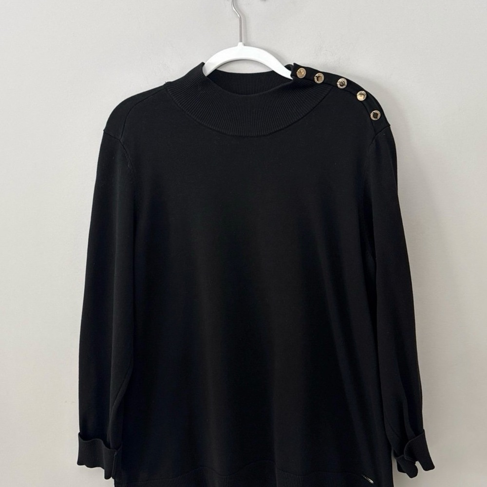 Calvin Klein Black Button-Accent Sweater